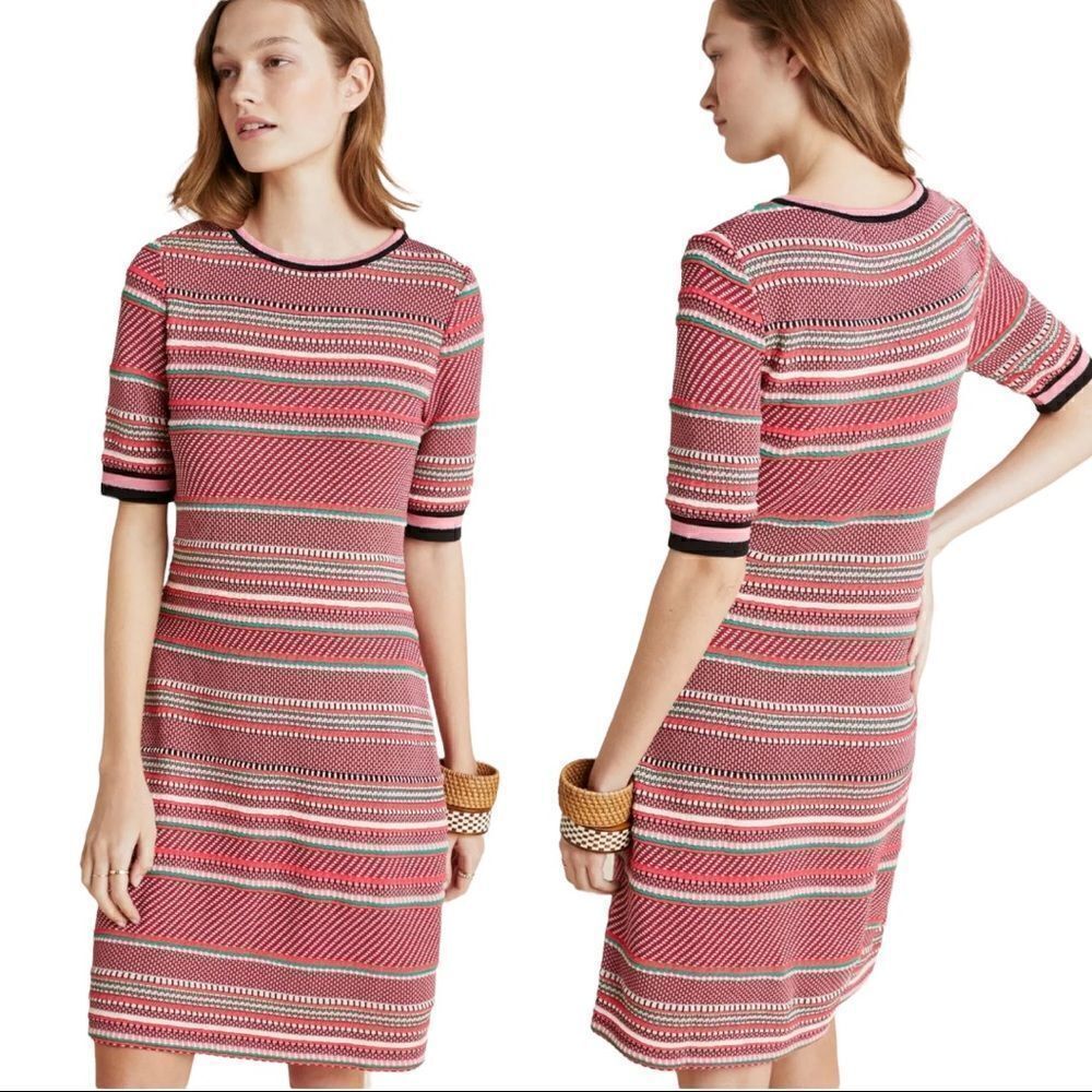 ANTHROPOLOGIE aldomartins knit striped dress sz S